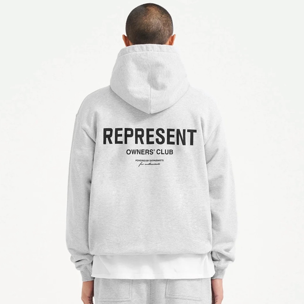 Represent Owners Club Hoodie in Light Grey Size Large
